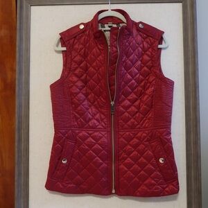 Burberry Timdale Quilted Jacket | Maroon Vest with Gold Zipper | Size Medium